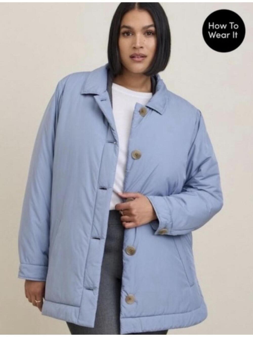 Torrid Poly Fill Shacket Blue Button Up - Women's 1/XL